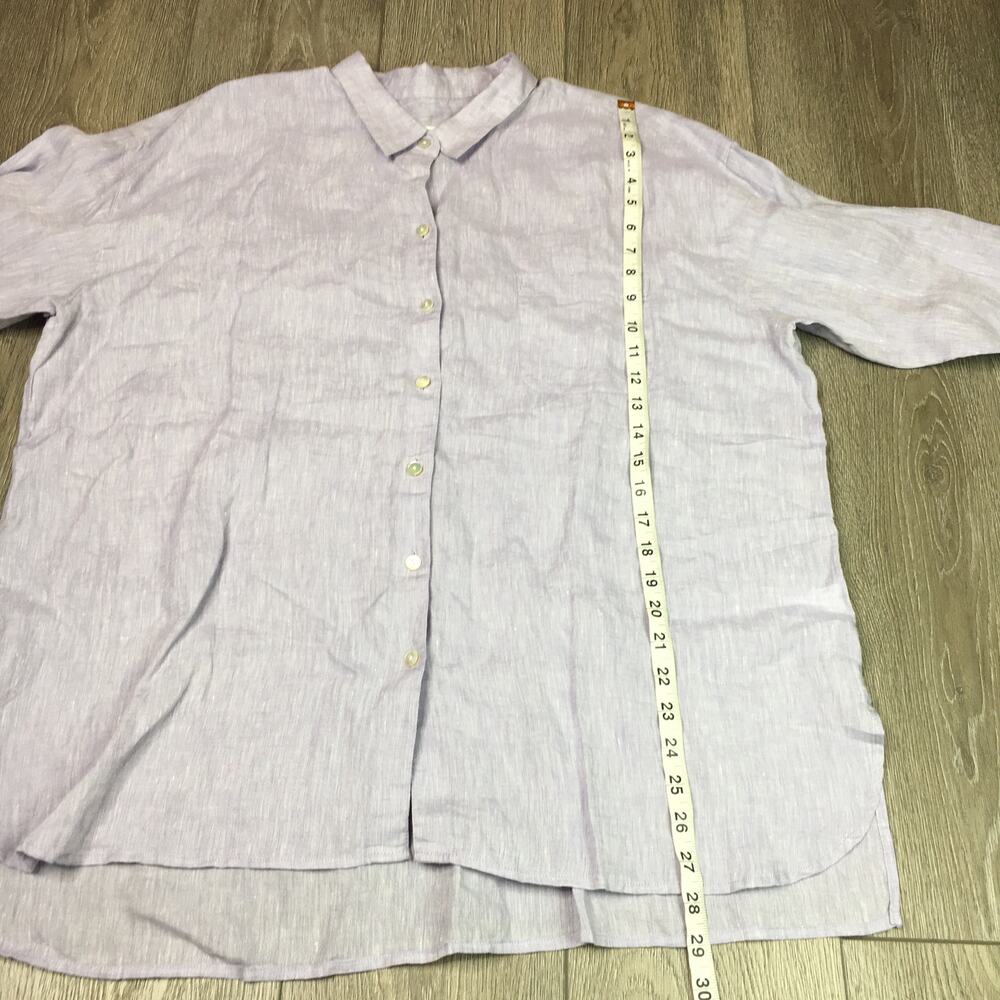 J. Jill Love Linen Button Down Shirt Lavender Long Sleeve 100% Linen Womens XL - Picture 9 of 10